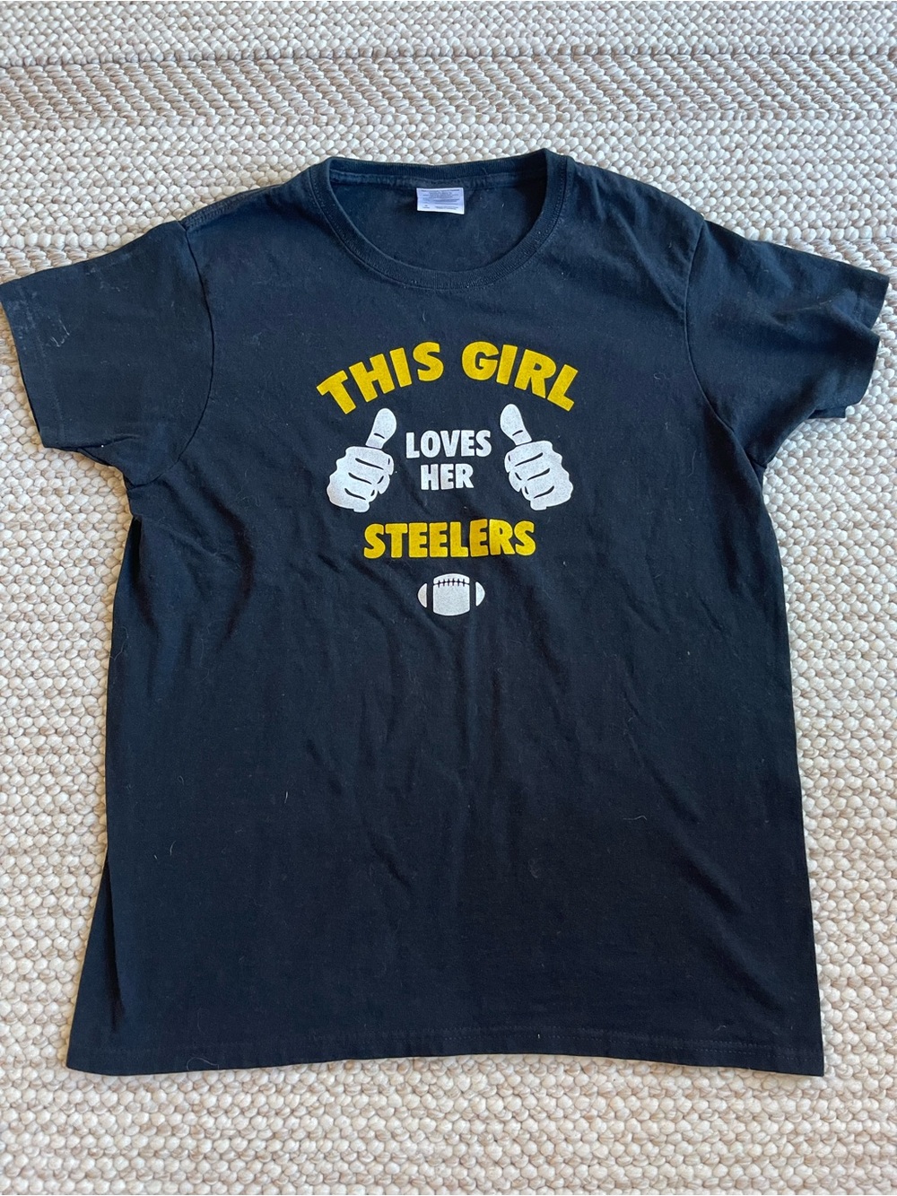 Gildan Black Tee with Yellow & White 'This Girl Loves Her Steelers' Graphic
